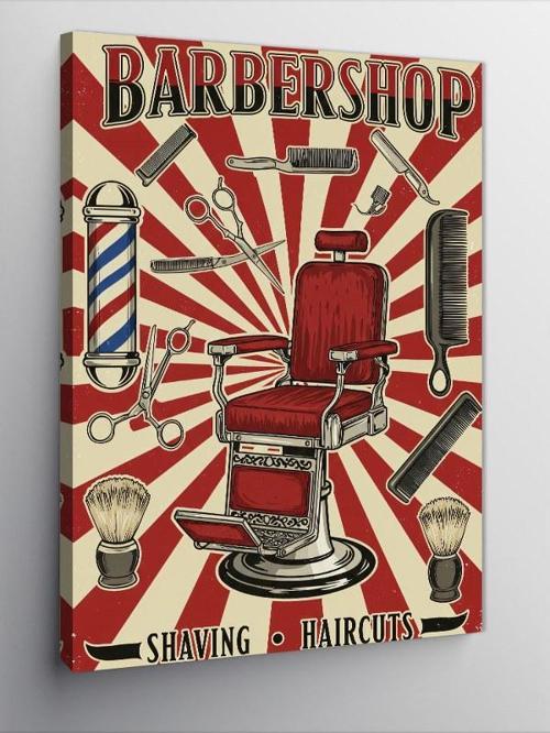 Kanvas Tablo Barber Shop Reklam Afişi
