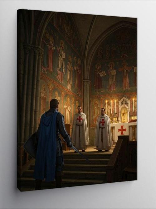 Kanvas Tablo Gotik Kilise Ve İnsanlar