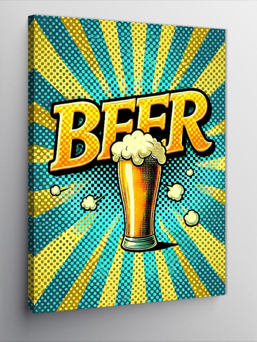 Kanvas Tablo "Beer" Yazılı Retro Afiş