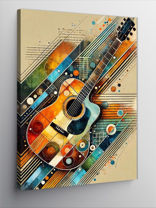 Kanvas Tablo Soyut Akustik Gitar Tasarımı