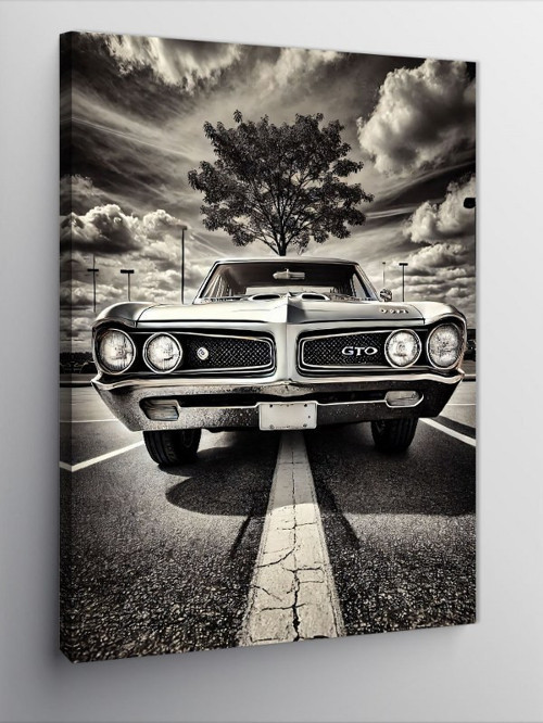 Kanvas Tablo Klasik Araba Ve Ağaçlı Yol