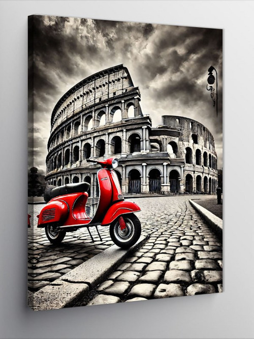 Kanvas Tablo Roma Kolezyumu Ve Motosiklet