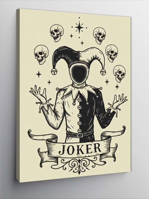 Kanvas Tablo Joker Maskesi Ve Kafatasları
