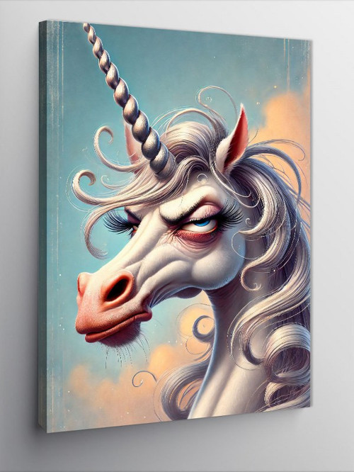 Kanvas Tablo Beyaz Unicorn Portresi