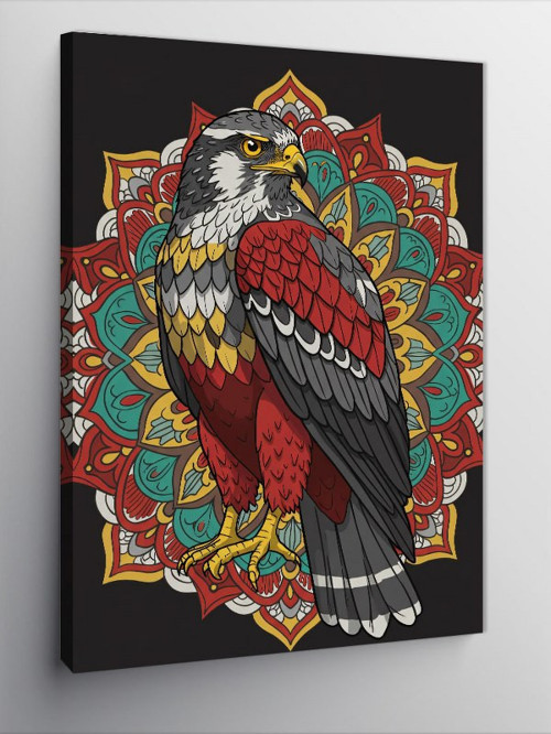 Kanvas Tablo Mandala Desenli Renkli Şahin