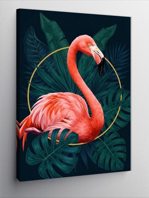 Kanvas Tablo Tropikal Flamingo Çizimi