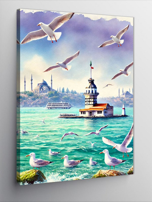 Kanvas Tablo Martılar Ve Kız Kulesi
