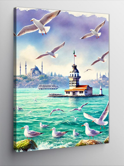 Kanvas Tablo Martılar Ve Kız Kulesi