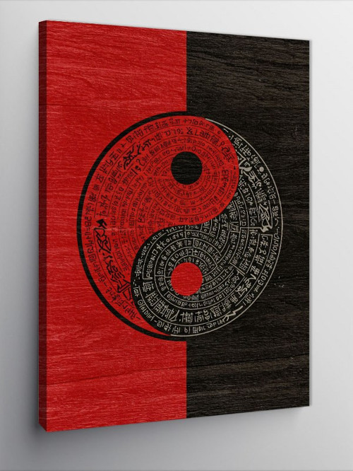 Kanvas Tablo Yin-Yang Ve Çizgisel Desen