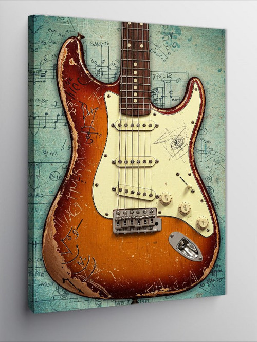 Kanvas Tablo Vintage Elektro Gitar