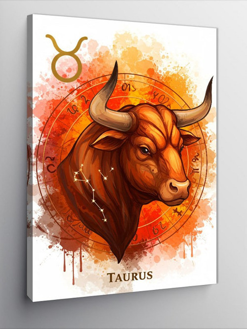 Kanvas Tablo Boğa Ve Burç İllüstrasyonu (Taurus)