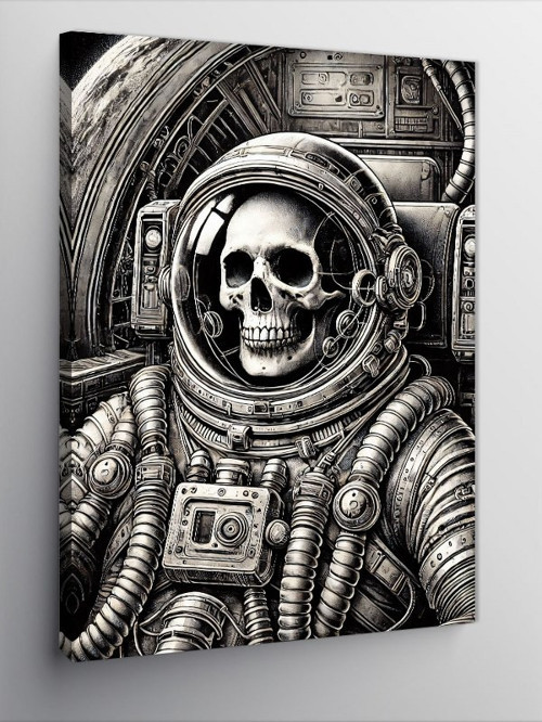 Kanvas Tablo Astronot Ve Kafatası