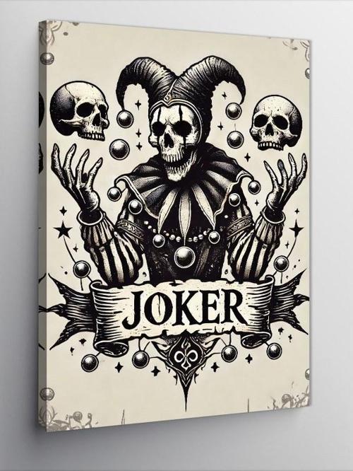Kanvas Tablo Kara Joker Çizimi
