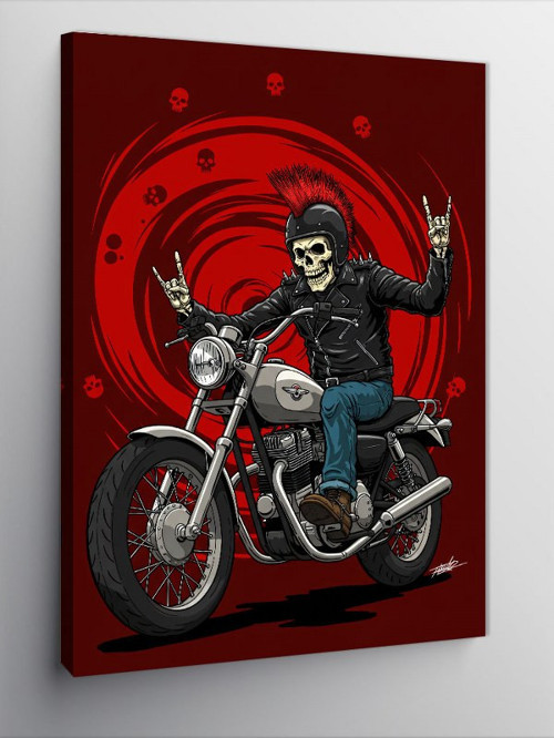 Kanvas Tablo Motosikletli Asi