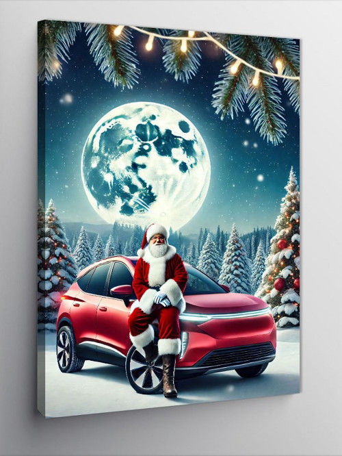 Kanvas Tablo Noel Baba Ve Kırmızı Araç