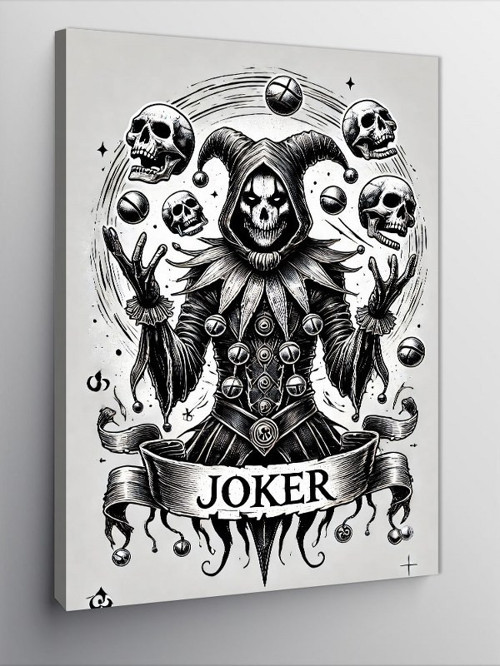 Kanvas Tablo Joker Ve Kafatası Deseni