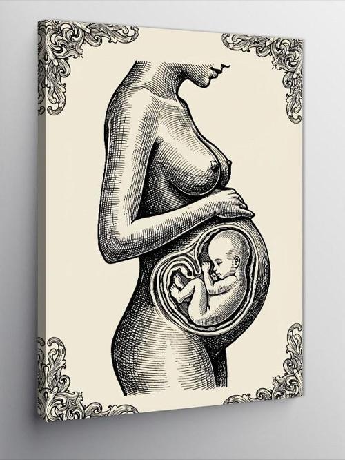 Kanvas Tablo Anne Ve Bebek Çizimi