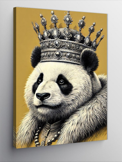 Kanvas Tablo Taç Takmış Panda