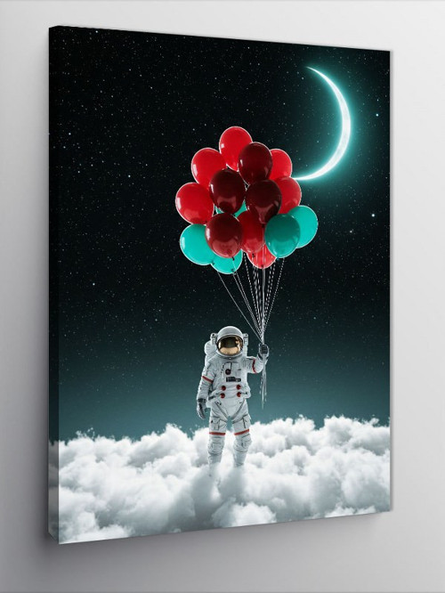 Kanvas Tablo Balonlarla Astronot