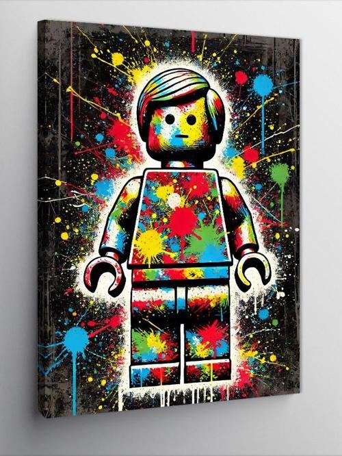 Kanvas Tablo Lego Figürü Ve Soyut Desen