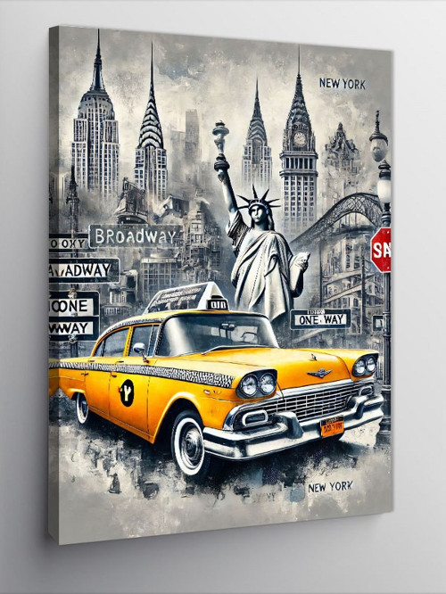 Kanvas Tablo New York Taksi Ve Şehir Sokakları