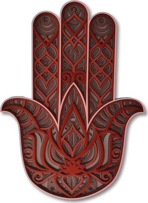 El Yapımı Ahşap Üç Boyutlu Hamsa Fatma Ana Bereket Eli Duvar Süsü
