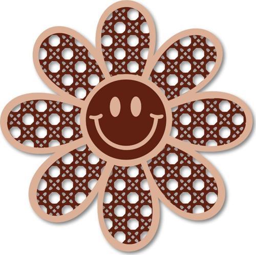 El Yapımı Ahşap Üç Boyutlu Rattan Desen Papatya Duvar Süsü