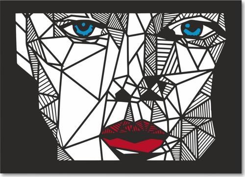 El Yapımı Üç Boyutlu Ahşap Lineart Stil Kadın Faceart Duvar Dekoru