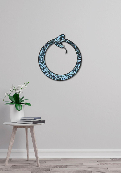 El Yapımı Üç Boyutlu Ahşap Ouroboros Sembolü