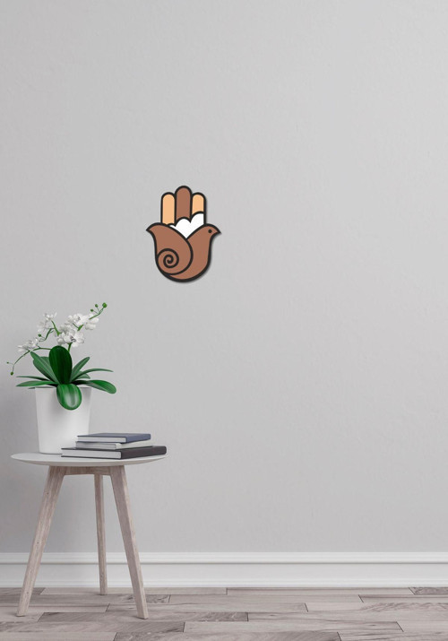 El Yapımı Üç Boyutlu Minimal Hamsa Hand Ahşap Duvar Dekoru