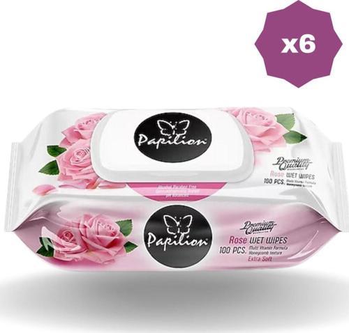 Papi̇Li̇On Islak Havlu Gül Kokulu 100'Lü - (6 Adet)