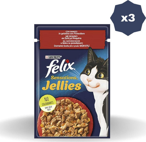 Kedi Yaş Mama Sensation Sığır Domatesli 85 Gr - (3 Adet)
