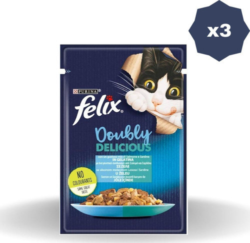 Kedi Yaş Mama Çifte Lezzet Somon Alabalık 85 Gr - (3 Adet)