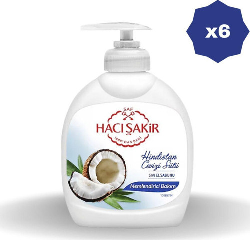 Hacışakir Hindistan Cevizli Sıvı Sabun 300 Ml - (6 Adet)