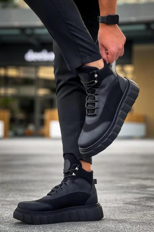 Yüksek Taban Siyah Erkek Botu