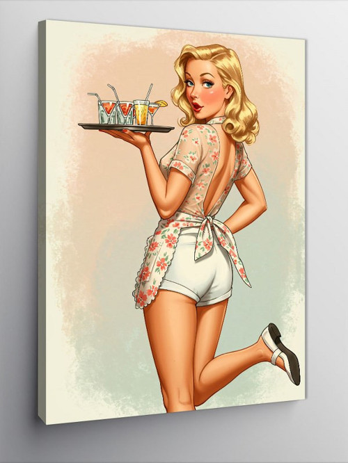 Kanvas Tablo Retro Servis Kadını
