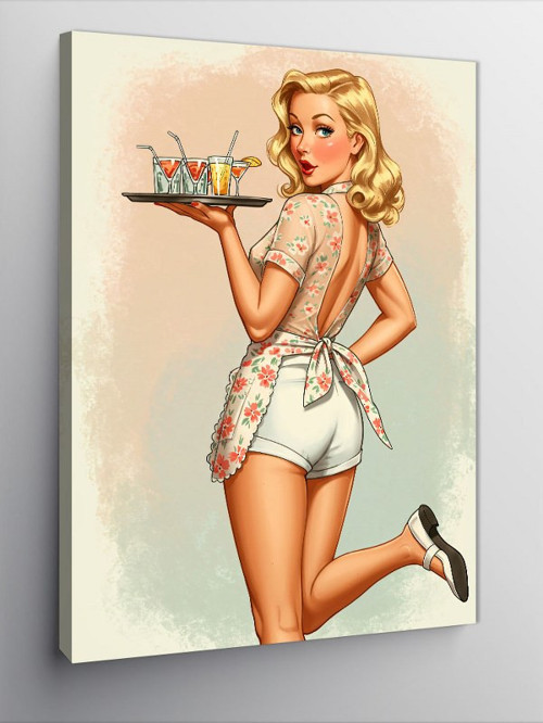 Kanvas Tablo Retro Servis Kadını