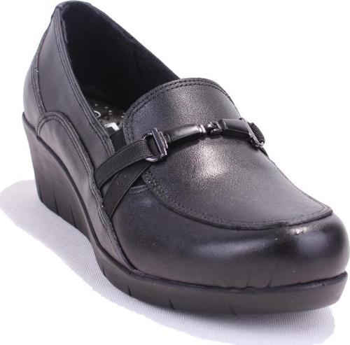 DZA32-411 Siyah Ortopedik Günlük Deri Kadın Ayakkabı