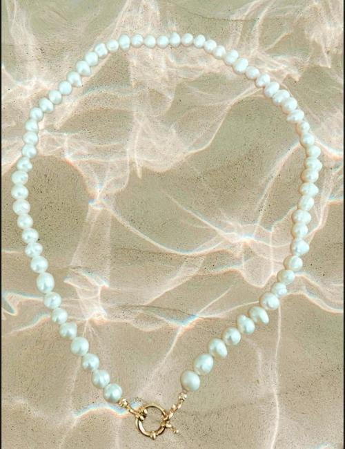 Gerçek İnci Gemici Kilitli Kolye