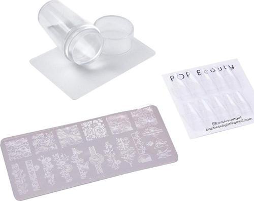 Tırnak Stampası, Nail Art Stampa Plakası, 24'lü Şeffaf Takma Tırnak Seti