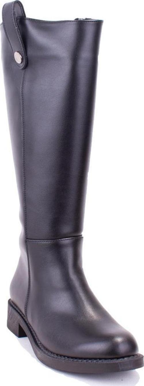 DZA07-1062765 Siyah Günlük Streçli Düz Topuk Kadın Çizme