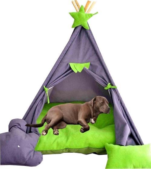 Büyük Irk Köpek Evi Çadırı Yıkanabilir Yırtılmaz Kumaş Soft Minderli Yastık