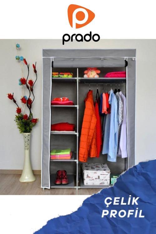 Prado Elit Yandan Raflı Çelik Profilli Bez Dolap