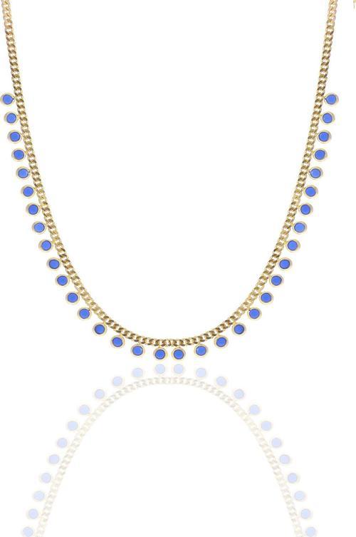 Gümüş altın yaldızlı turkuaz taşlı gurmet zincirli kolye [barcode]