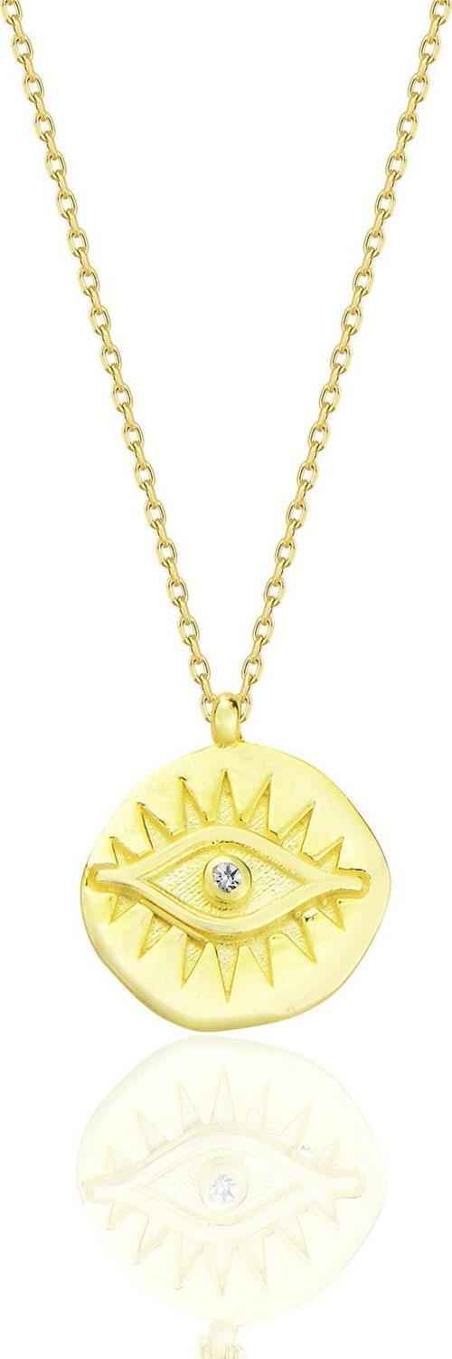 Gümüş altın yaldızlı zirkon taşlı kadim göz kolye [barcode]
