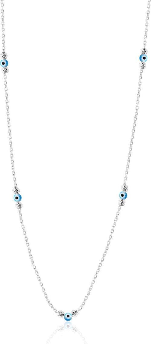 Gümüş rodyumlu doricalı nazarlı cam göz kolye [barcode]