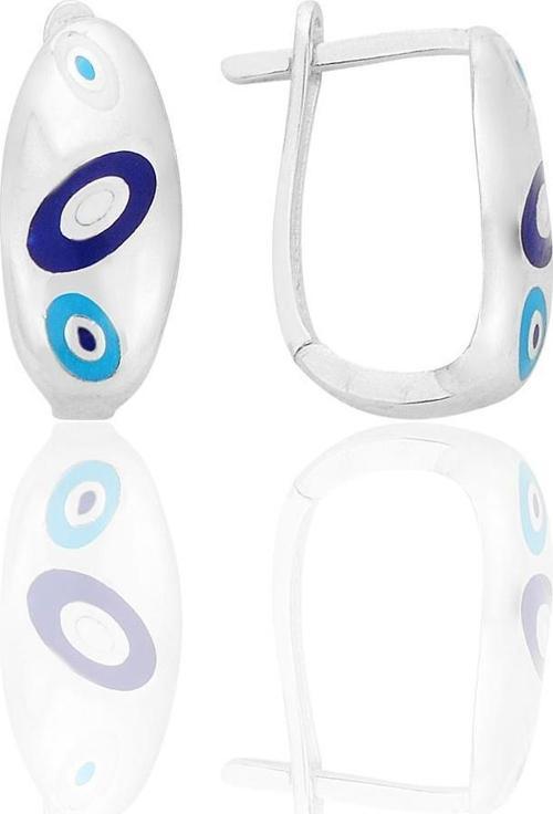 Gümüş rodyumlu nazar mineli fortuna j küpe [barcode]