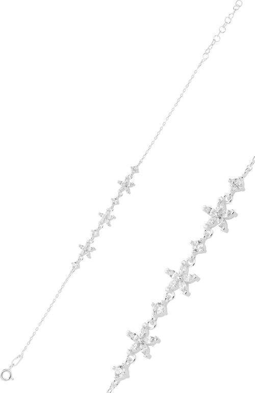 Gümüş rodyumlu zirkon taşlı lotus çiçeği bileklik [barcode]