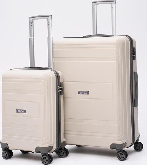 Premium Polipropilen Kırılmaz 2'li Valiz Seti Büyük Boy - Kabin Boy Bej - Antrasit V305