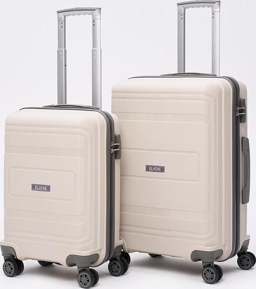 Premium Polipropilen Kırılmaz 2'li Valiz Seti Orta Boy - Kabin Boy Bej - Antrasit V305